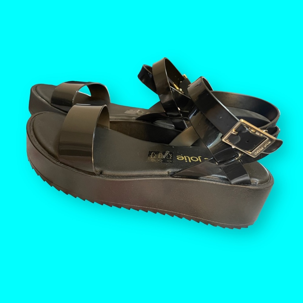 Petite Jolie Venice black jelly strap Sandals - size 7